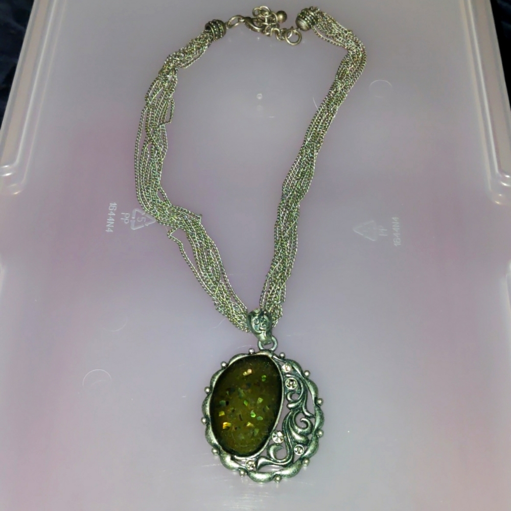 Vintage multi chain stone necklace